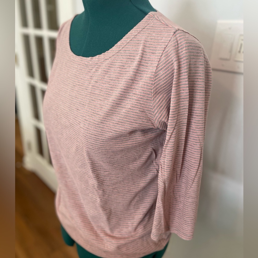 Pink Striped 3/4 Sleeve Top